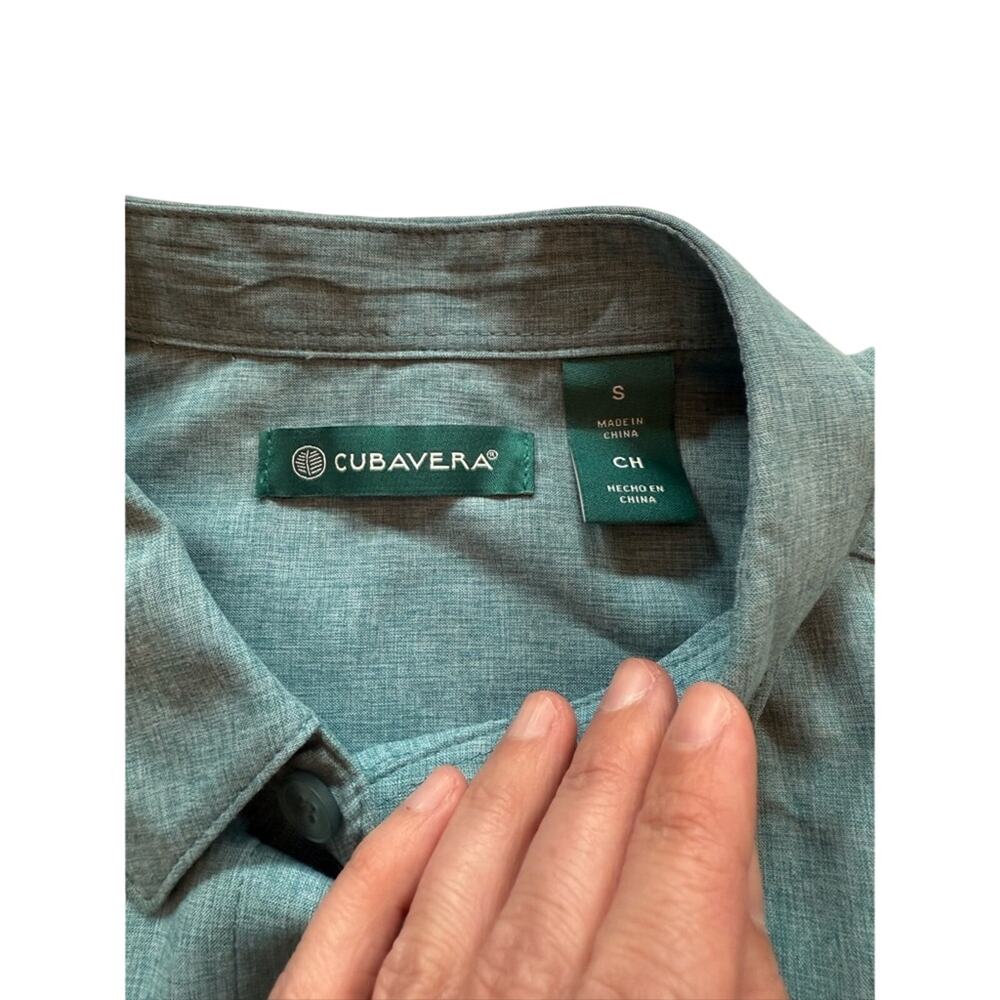 Cubavera Guayabera Shirt Men’s S Teal Blue Short Sleeve Button Front Resort - Picture 4 of 13